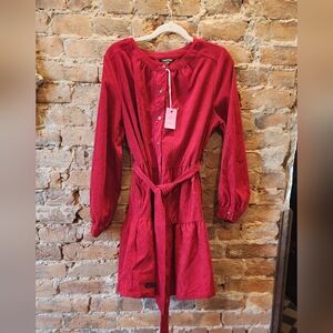 NWT, Simply Southern Red Corduroy Dress with Belt